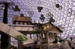 Exhibits in the bucky ball building