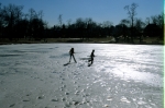Frozen lake, Bowne Park, 1979